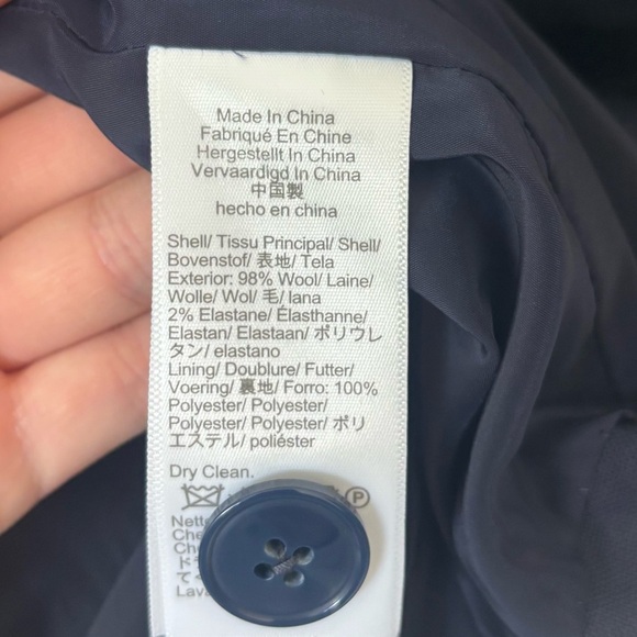 J. Crew Dalton Blazer Tollegno 1900 Italy Wool Navy Blue Career Business Office - Picture 15 of 16